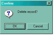 Delete record confirmation dialog