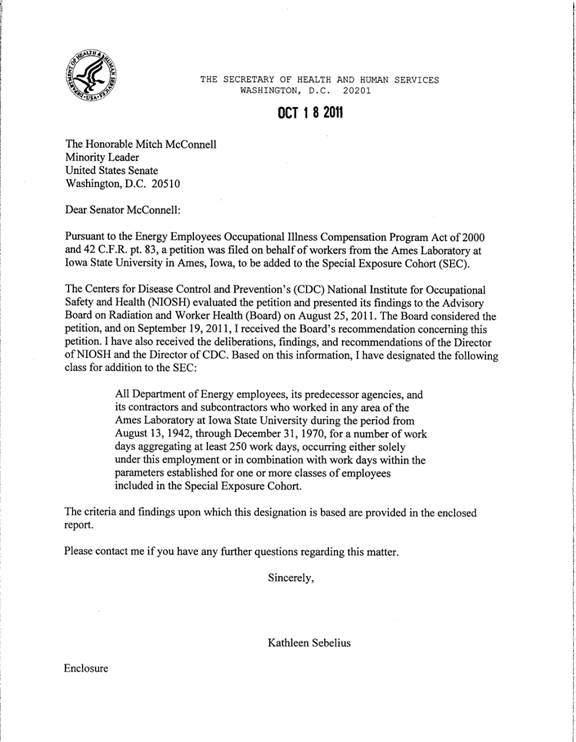 Letter to Congress