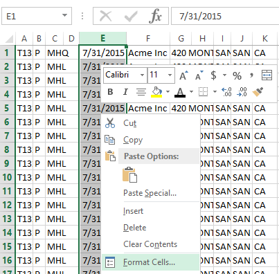 Formatting/padding using Microsoft Excel
