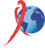 HIV/AIDS ribbon with a globe