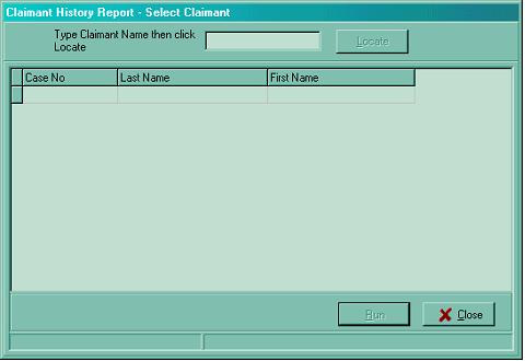 Claimant History Report - Select Claimant