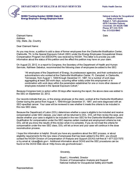 SEC Claimant Letter - Clarksville - no sig