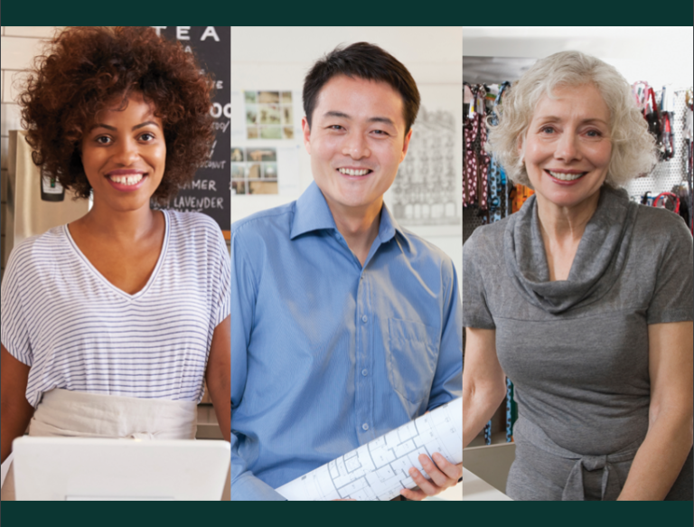 A collage of small business owners