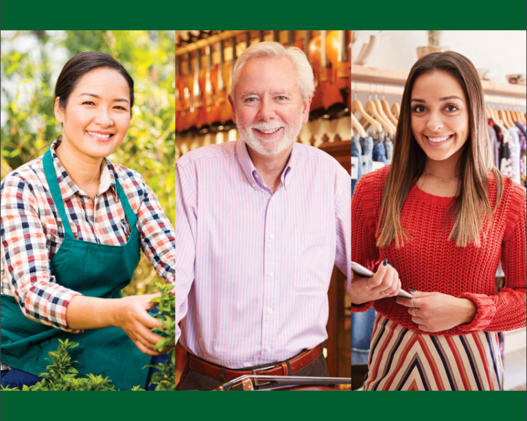 A collage of small business owners