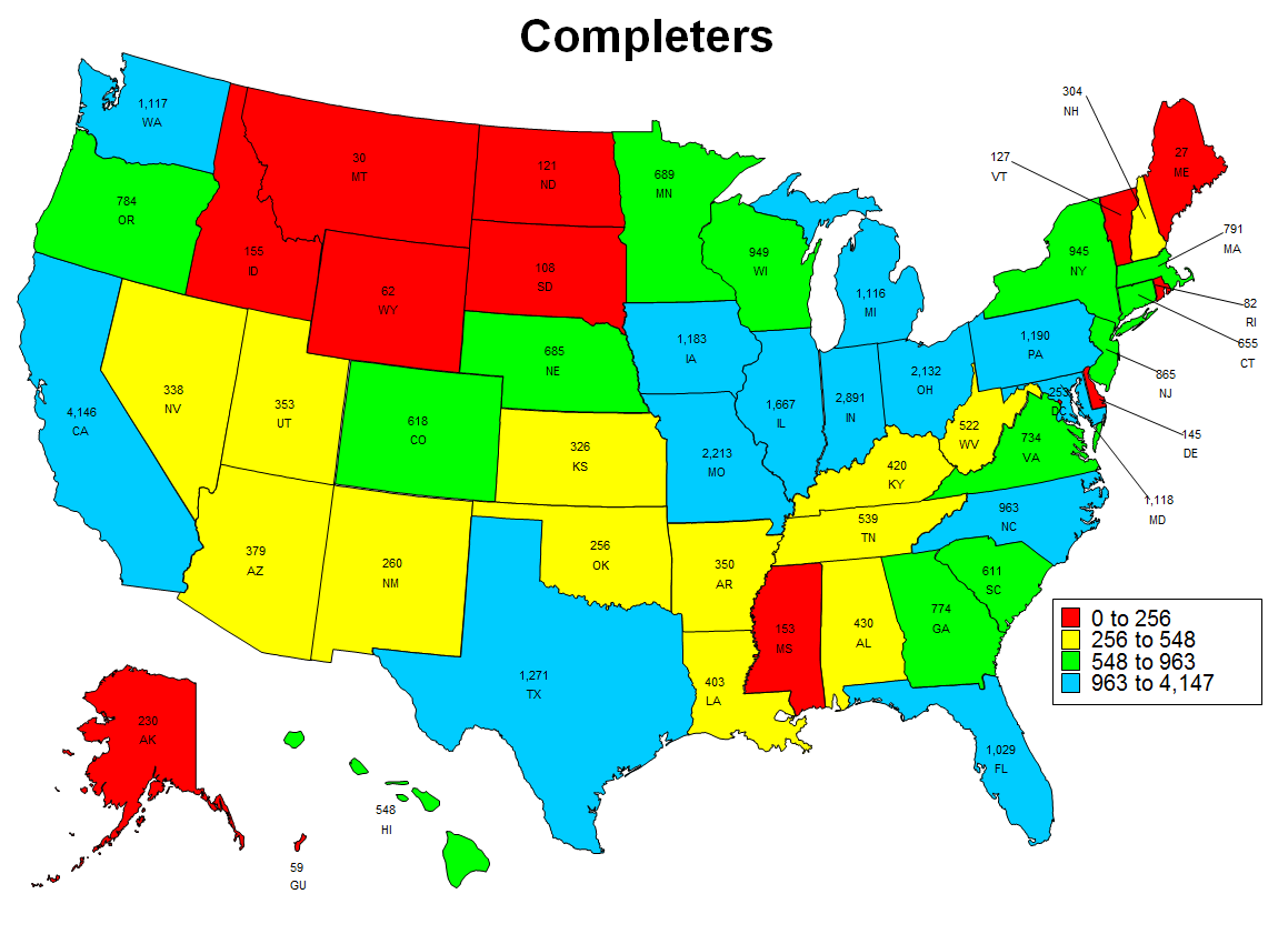 Image of Completers 2016 State Map
