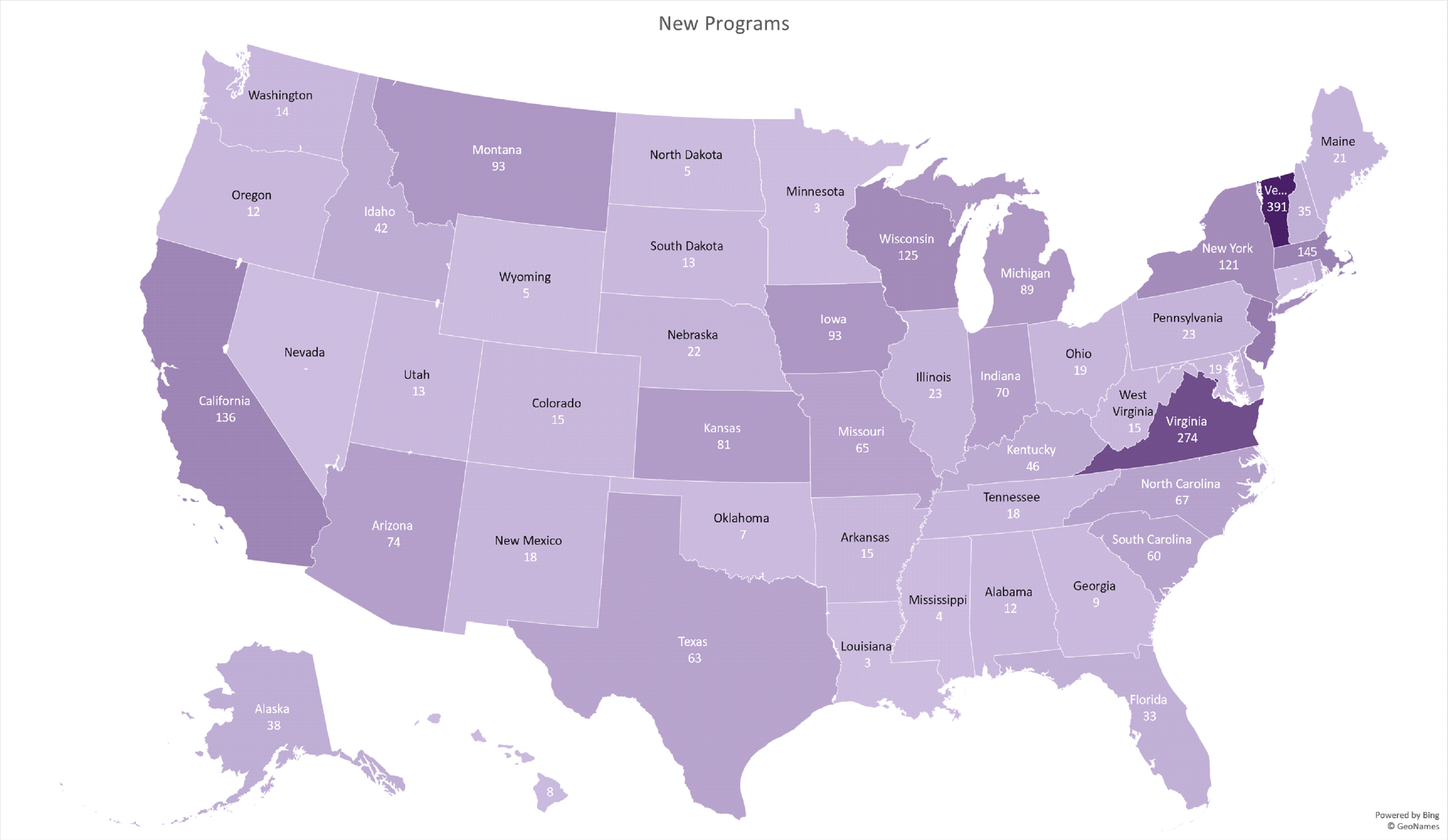 Image of New Programs 2019 State Map