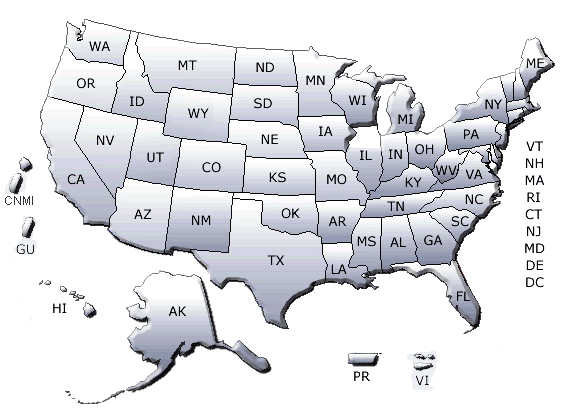 Map of U.S. States