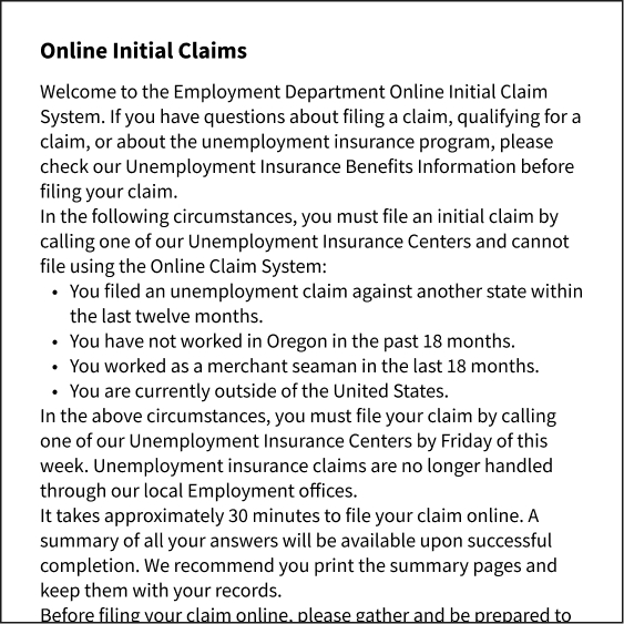 The example shows long blocks of text without any headings.