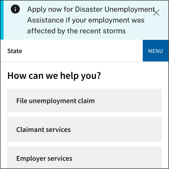 The example shows a screen with only one time-sensitive alert, at the top of the page.