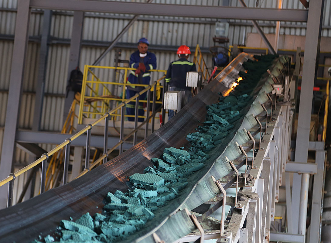 image of cobalt ore being processed in a factory