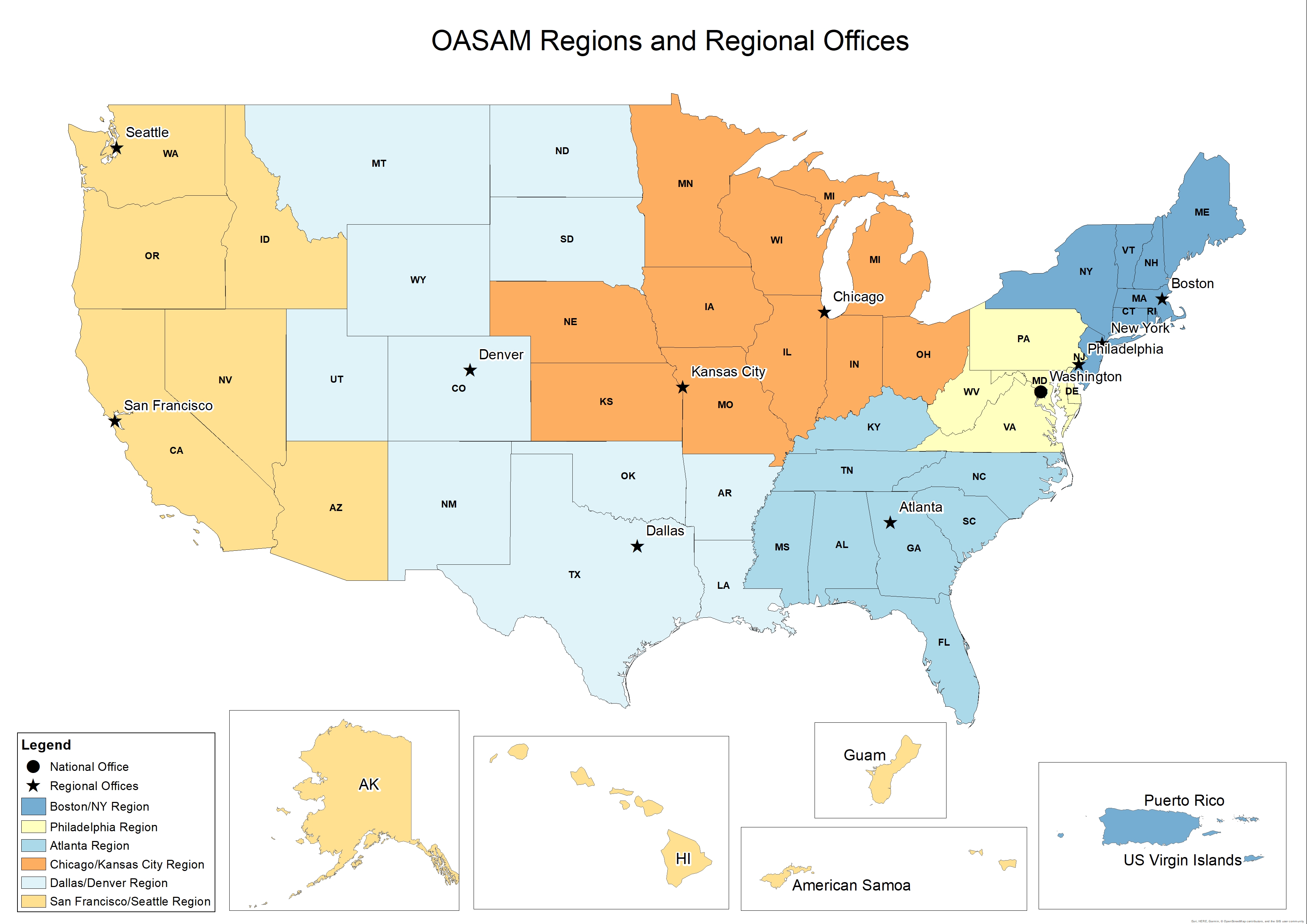 Regional Offices Map U S Department Of Labor