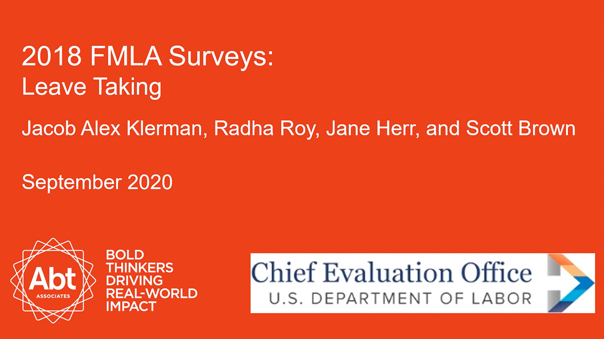 To gain knowledge of how employees and employers understand and experience FMLA, the U.S. Department of Labor surveyed employees and employers in 1995, 2000, 2012, and 2018. Watch and learn more about the key findings from the 2018 employee survey.