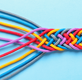 Multi-colored braided strings.