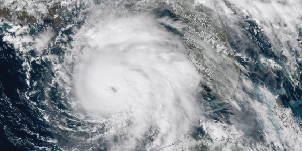 Satellite image of Hurricane Michael approaching the Gulf Coast.