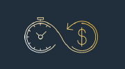 Image shows a clock and a money symbol.