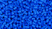 Blue plastic pellets