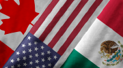 Rendering of Canada, U.S. and Mexico flags.