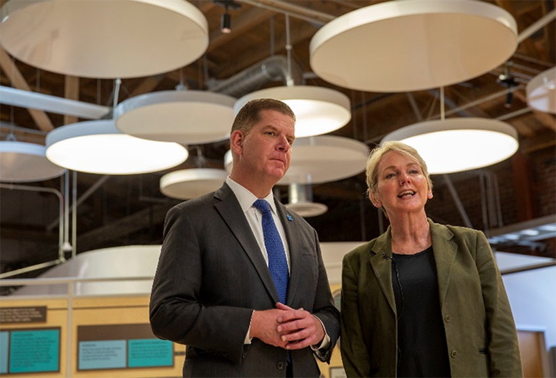 Secretary of Labor Marty Walsh and Secretary of Energy Jennifer Granholm visited the Los Angeles Cleantech Incubator on April 21, 2022, to highlight the Biden-Harris administration's Bipartisan Innovation Act.