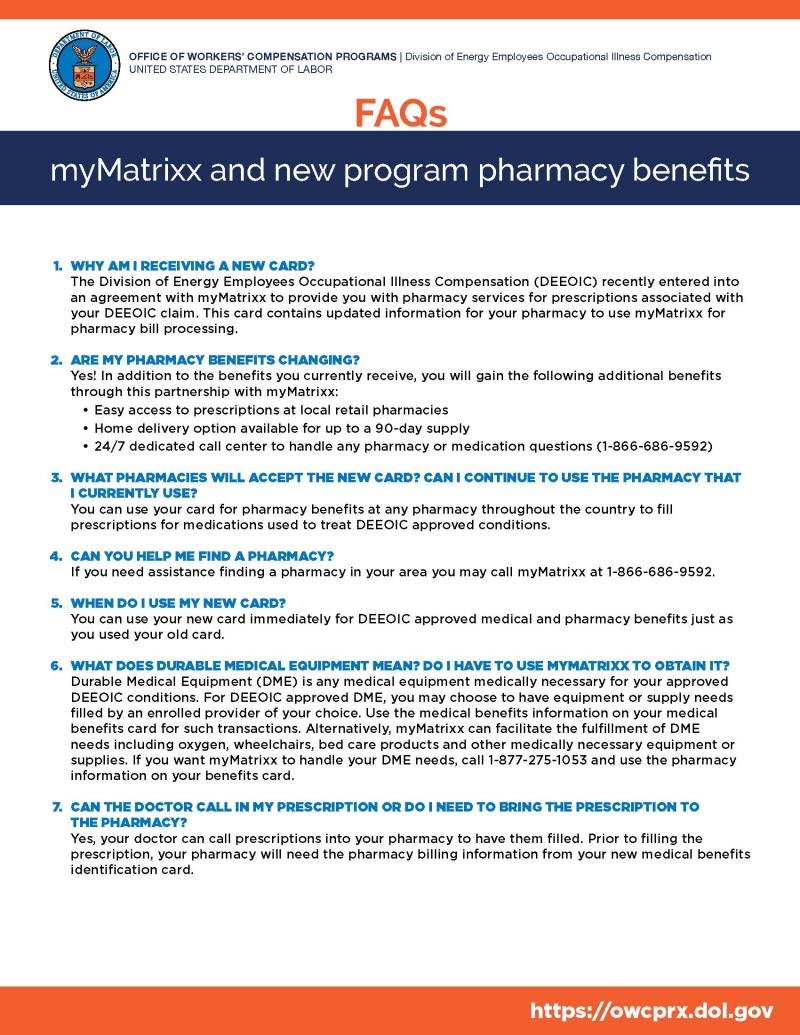 myMatrixx and New Program Pharmacy Benefits FAQs page 1