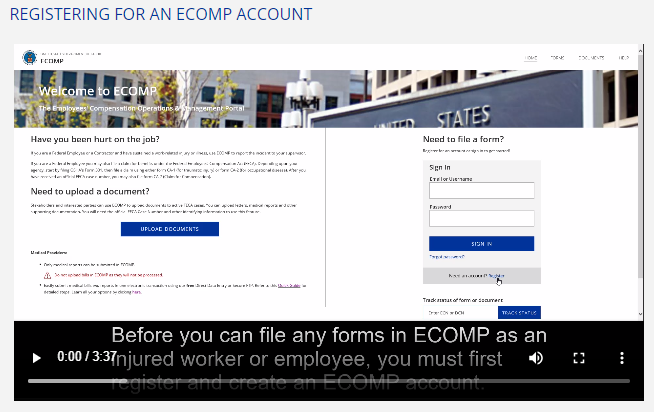 ECOMP video on registering for an account