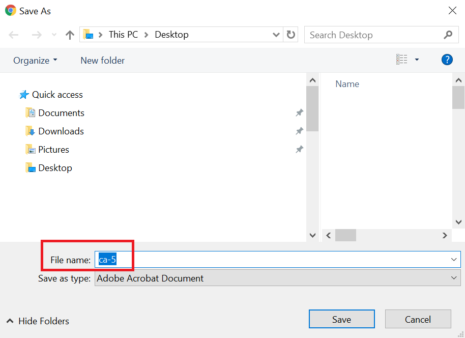 Save PDF file to your computer
