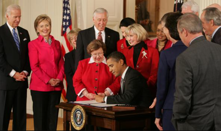 President Obama signing the Lilly Ledbetter Act on January 29, 2009