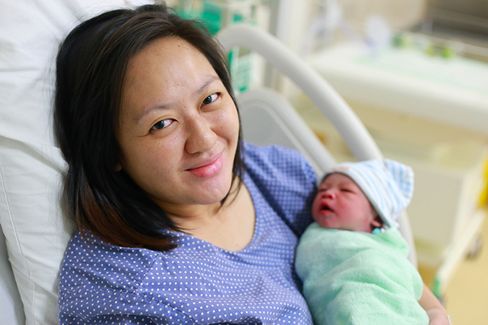 mother with baby in hospital