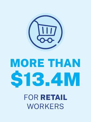 More than $13.4M for Retail Workers