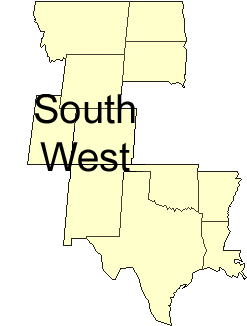 The Southwest Region Map.