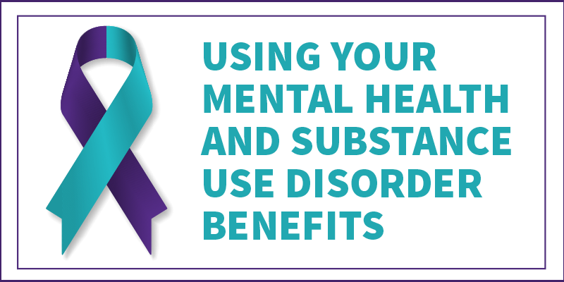 Using your mental health and substance use disorder benefits with a green and blue ribbon