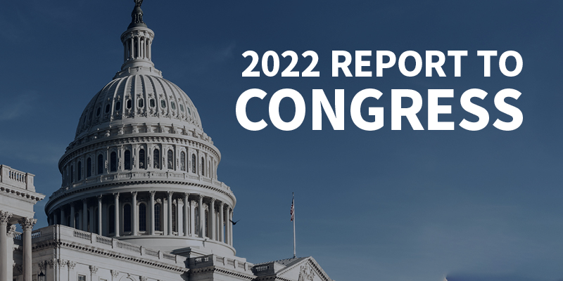 Report to Congress 2022 with an image of the US Congress building