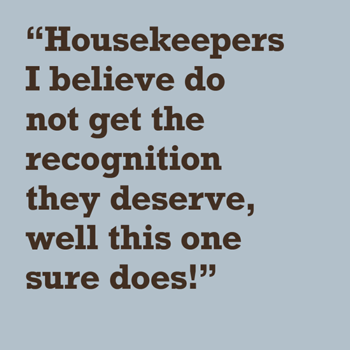 Housekeepers I believe do not get the recognition they deserve, well this one sure does!