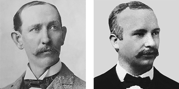 Who Founded US Labor Day? Black and white portraits of machinist Matthew Maguire and carpenter Peter McGuire.