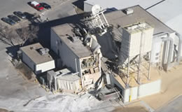 A structural failure of the east side truss caused the bins to collapse down three floors into the center of International Nutrition's Omaha facility, Jan. 20, 2014.