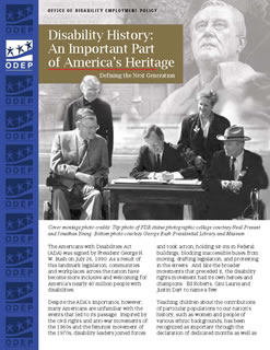 Image of the cover of the publication 'Disability History: An Important Part of America's Heritage'