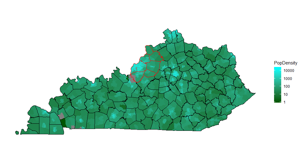 Kentucky Population Density Map Orlando Map