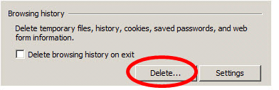 Delete button within browsing history screenshot