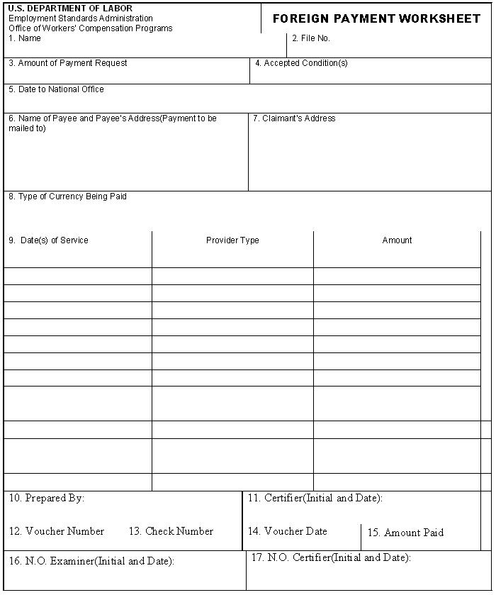 Foreign Payment Worksheet
