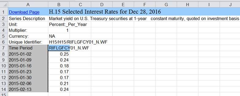 Screenshot showing of downloaded Excel file