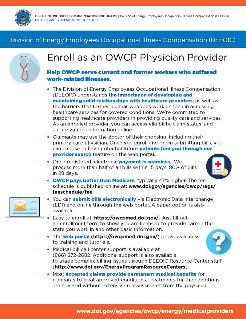 OWCP Physician Provider Enrollment Factsheet