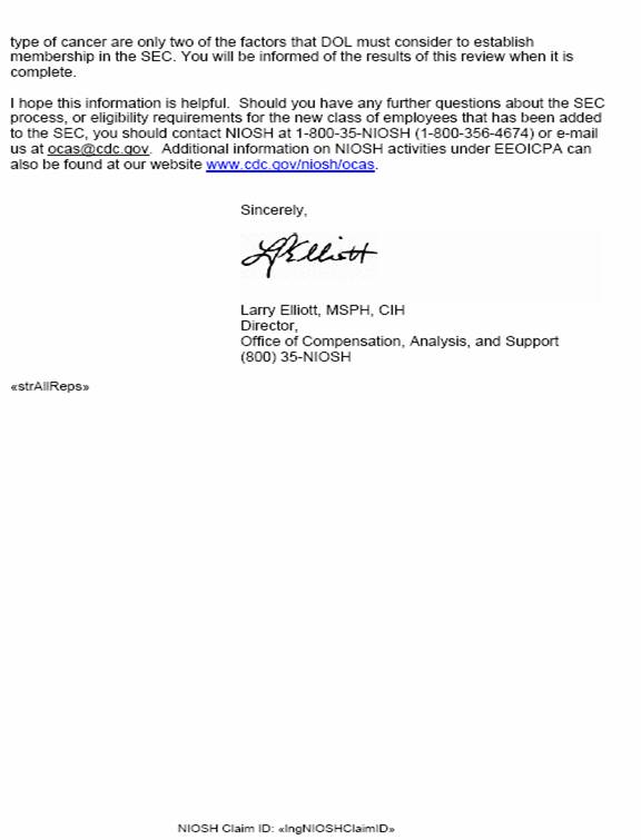 SEC Class Designation Claimant Notification for Ames Laboratory from January 1, 1942 through December 31, 1954; Page 2