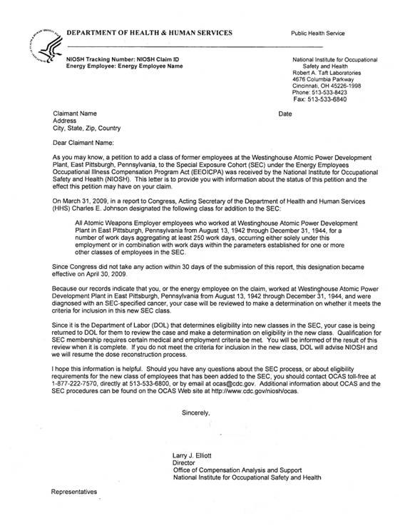 EEOICPA Bulletin0911 Attachment3 U.S. Department of Labor