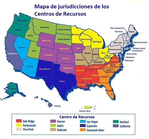 Mapa de jurisdicciones de los Centros de Recursos