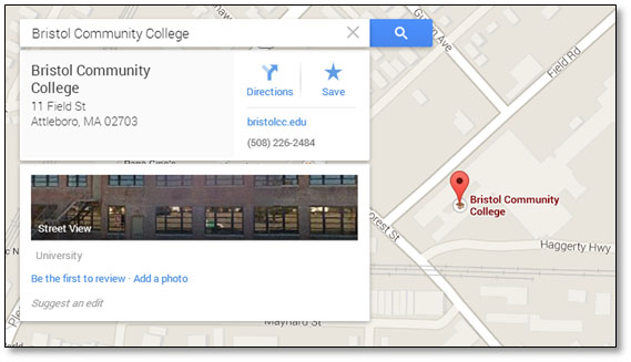 Bristol College on a map