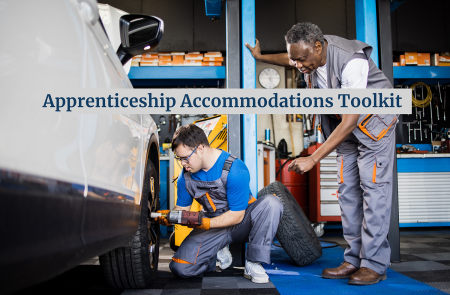 A supervisor in an auto repair shop monitors his young apprentice in overalls change a tire. 