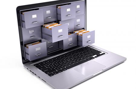 file cabinets imagery on laptop screen