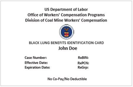 Example of a Black Lung Benefits Identification Card