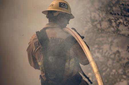 Firefighter in smoke