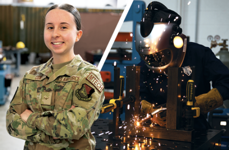 female veteran now welder