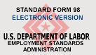 Standard Form 98 Electronic Version US Department of Labor Employment Standards Administration